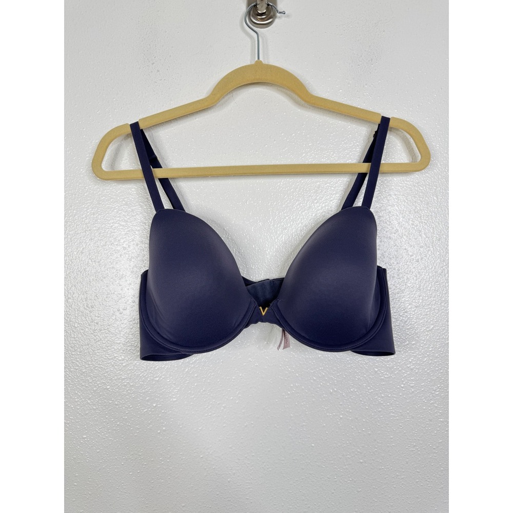 Victoria's Secret Dark Purple Lined Demi Bra Gold V Hardware 38C 11212851